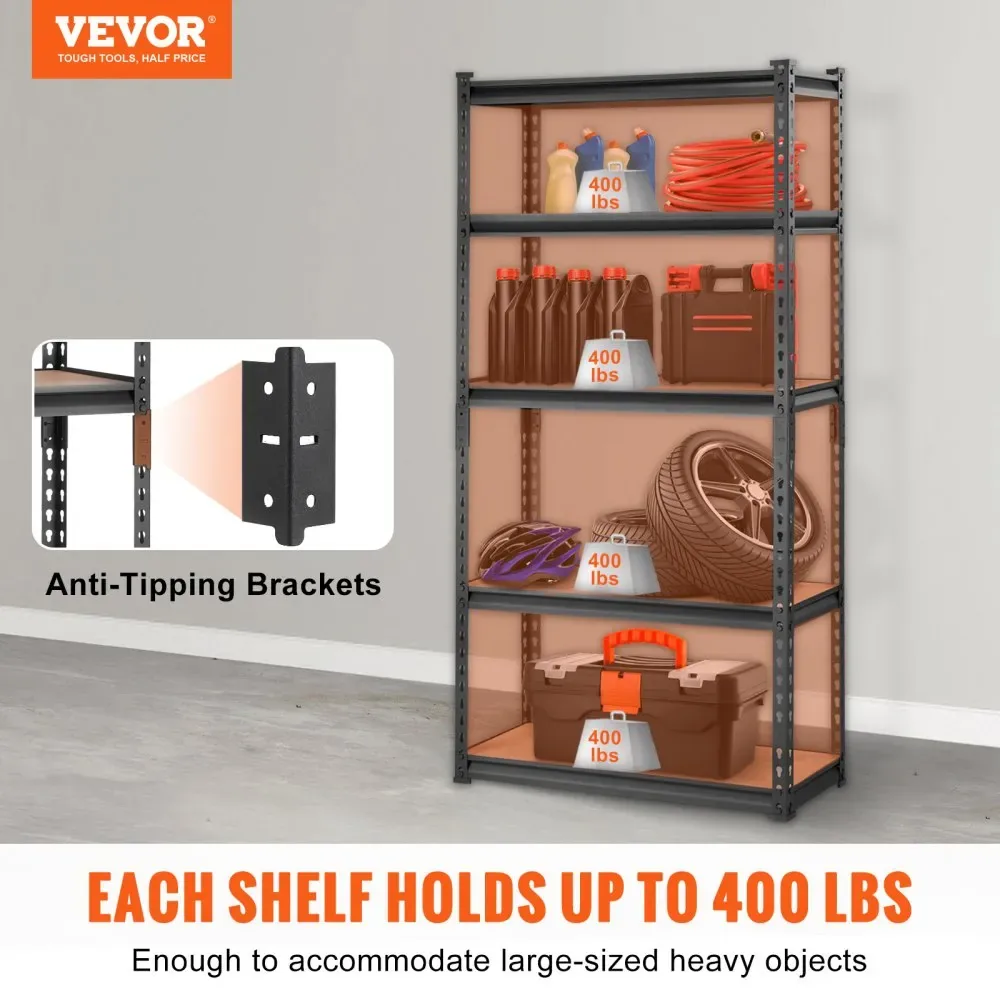 VEVOR garage shelves storing bins and boxes