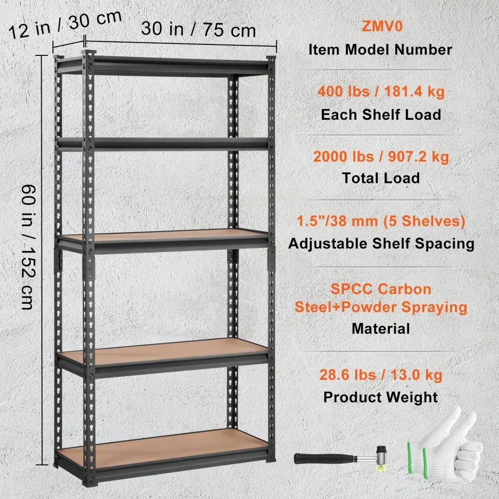 VEVOR shelving unit package contents