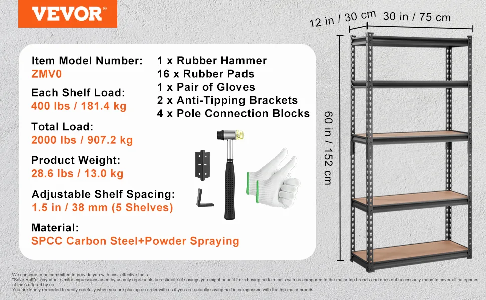 VEVOR shelving unit split into two storage racks