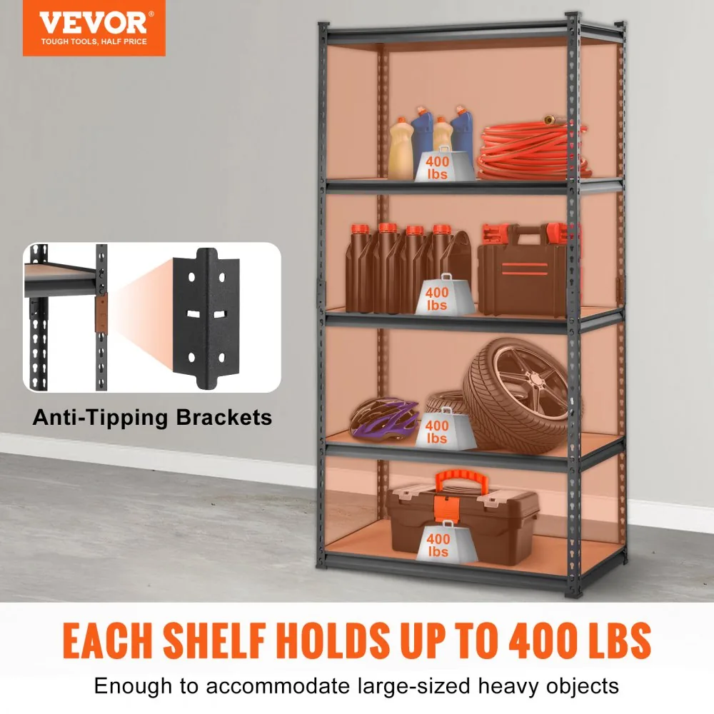 VEVOR garage shelves storing bins and boxes