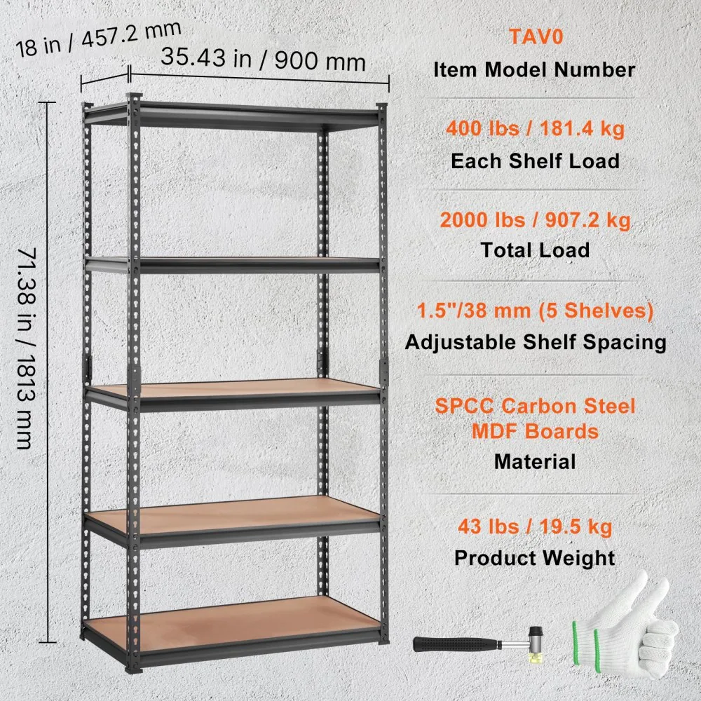 VEVOR shelving unit package contents