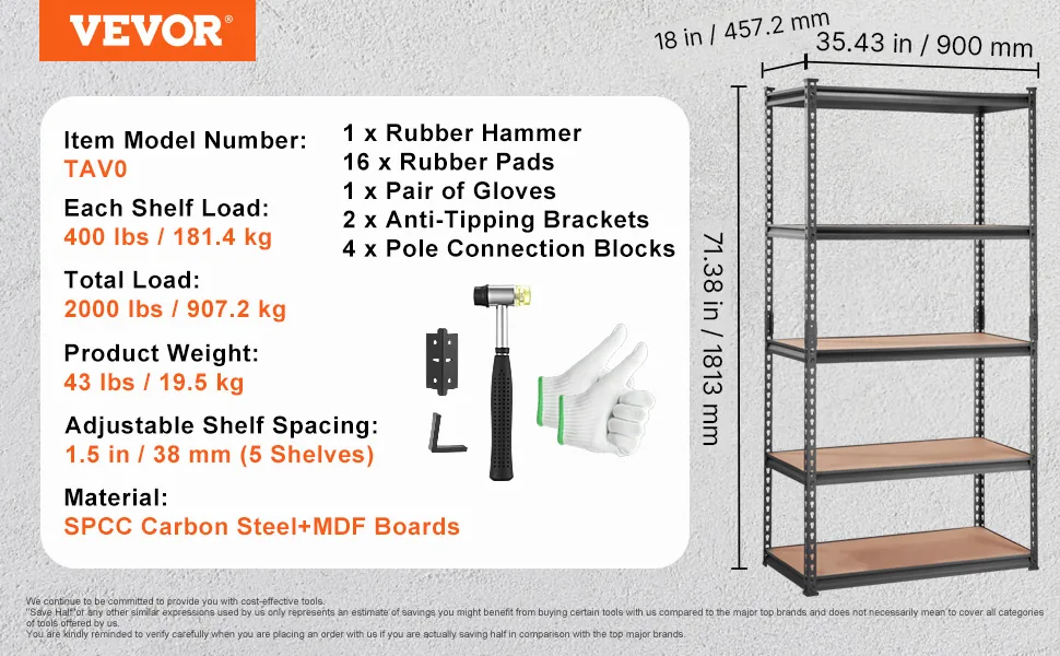 VEVOR shelving unit split into two storage racks