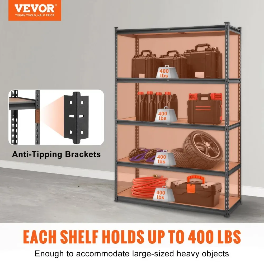 VEVOR garage shelves storing bins and boxes