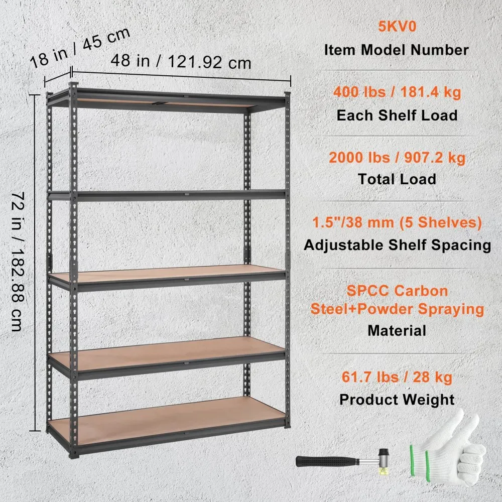 VEVOR shelving unit package contents