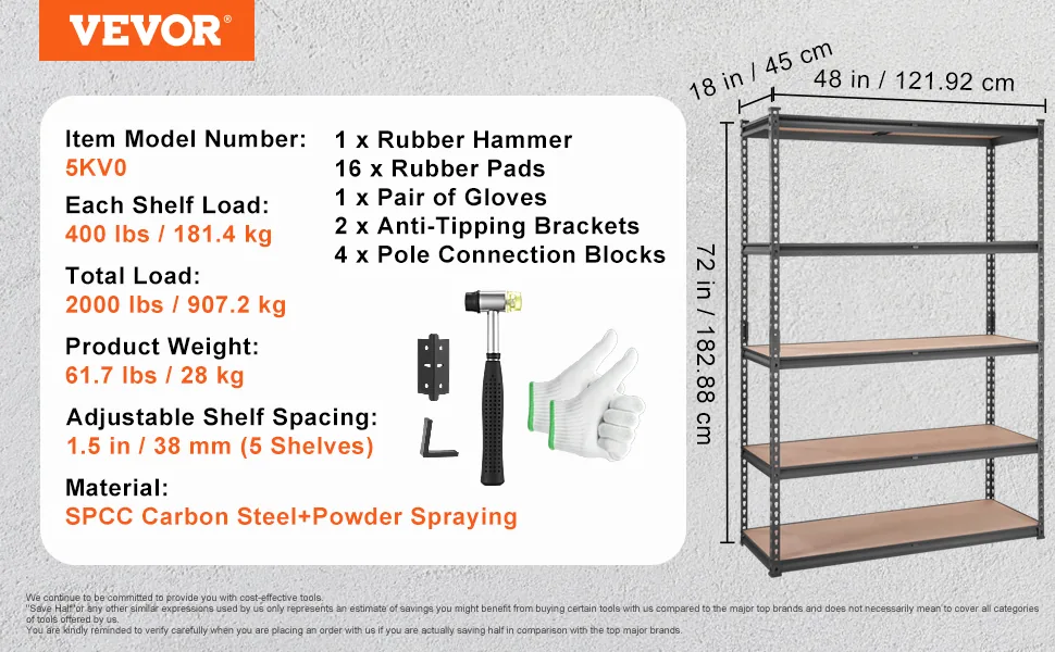 VEVOR 5-tier garage shelving unit for organized storage