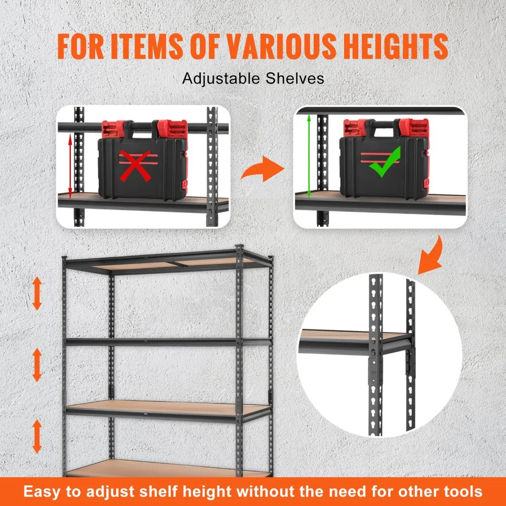 VEVOR garage shelving unit 48x24x72 dimensions