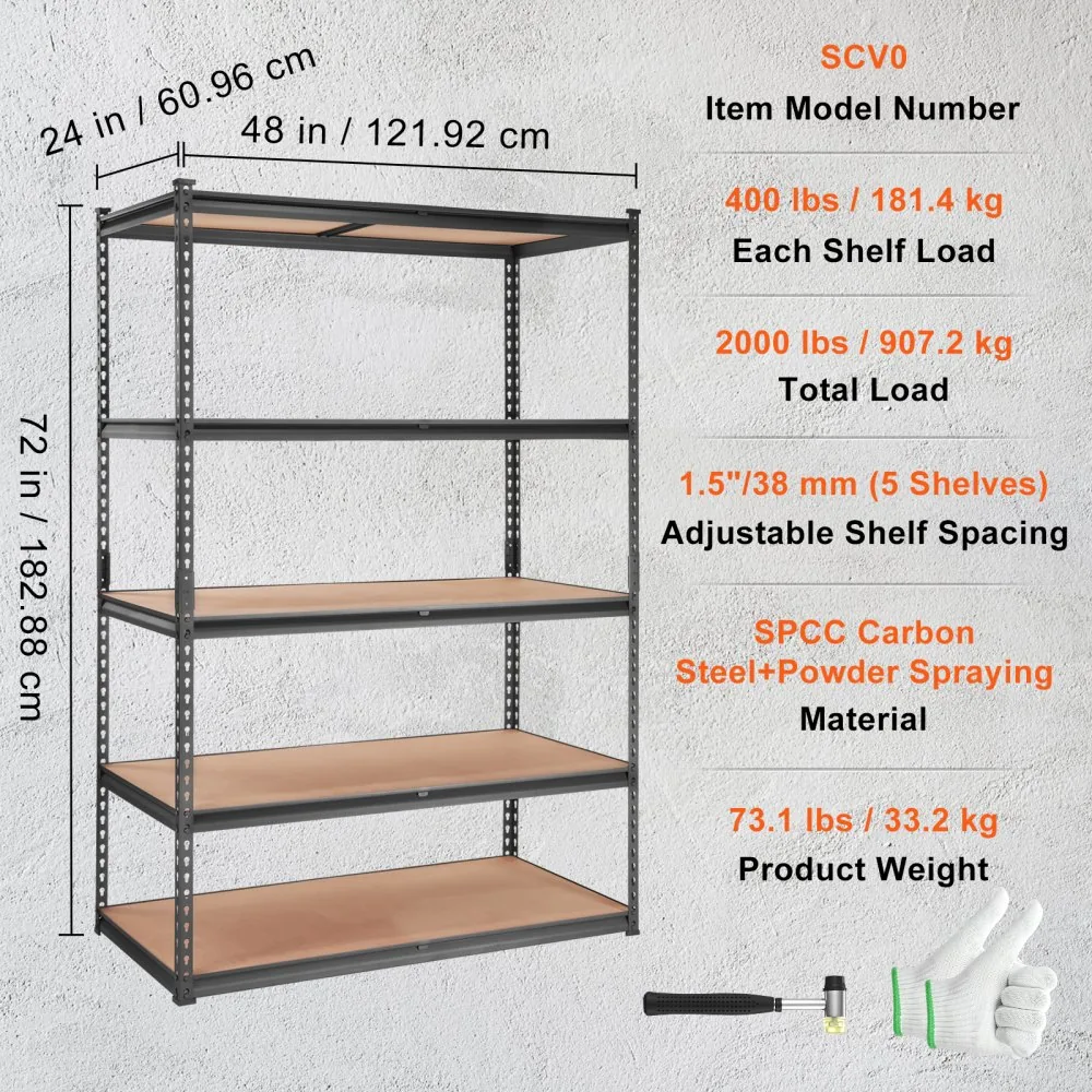 VEVOR storage shelving unit package contents