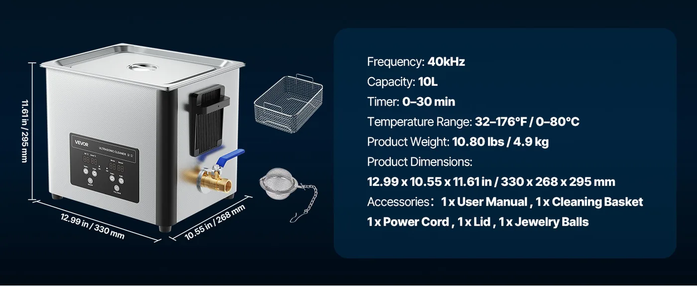 VEVOR 10L Ultrasonic Cleaner 10 L feature 1
