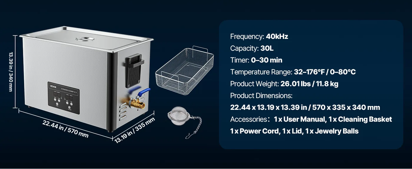 VEVOR 30L Ultrasonic Cleaner 30 L feature 1