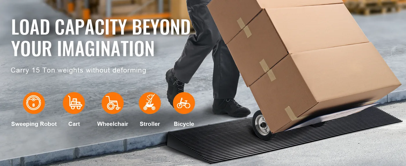 VEVOR 1.6" Rise Cuttable Threshold Ramp for Sweeping Robot High Load Capacity