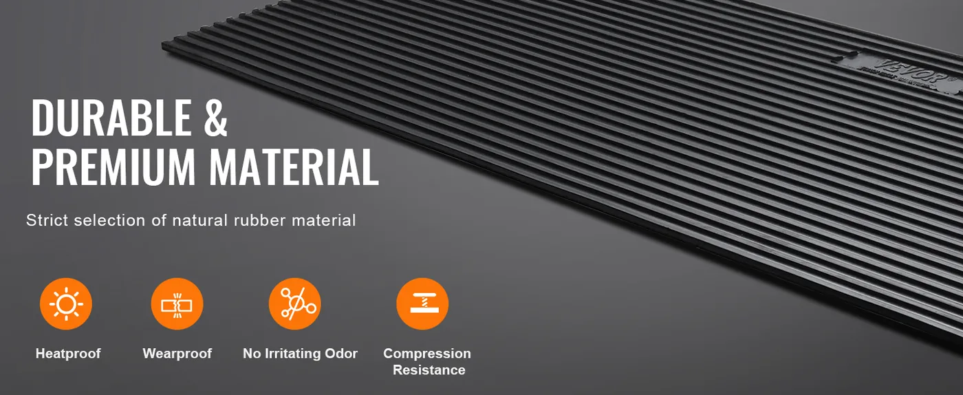 VEVOR 1.2" Rise Cuttable Threshold Ramp for Sweeping Robot Natural Rubber Material