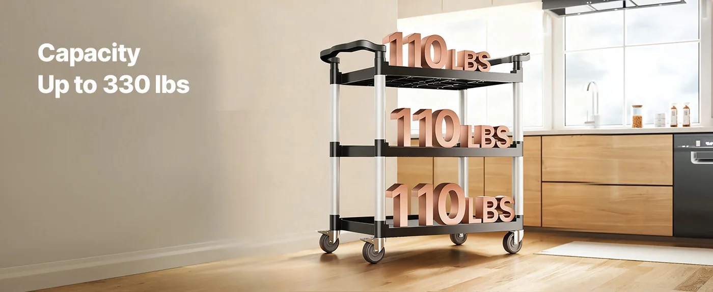 VEVOR Utility Cart 3 Layers Large Size Stable Load Capacity