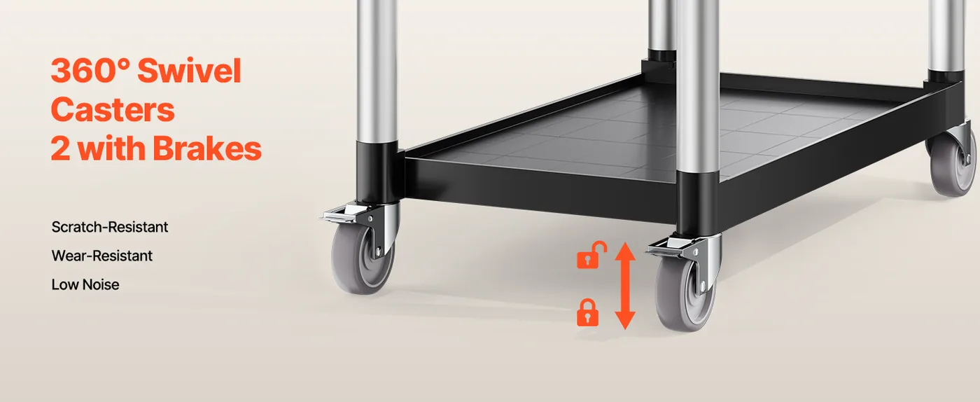 VEVOR Utility Cart 3 Layers Large Size Flexible Mobility
