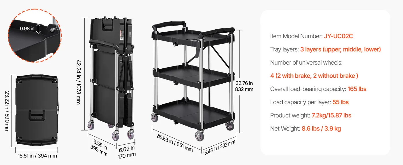 VEVOR Foldable Utility Service Cart Two-way feature 4