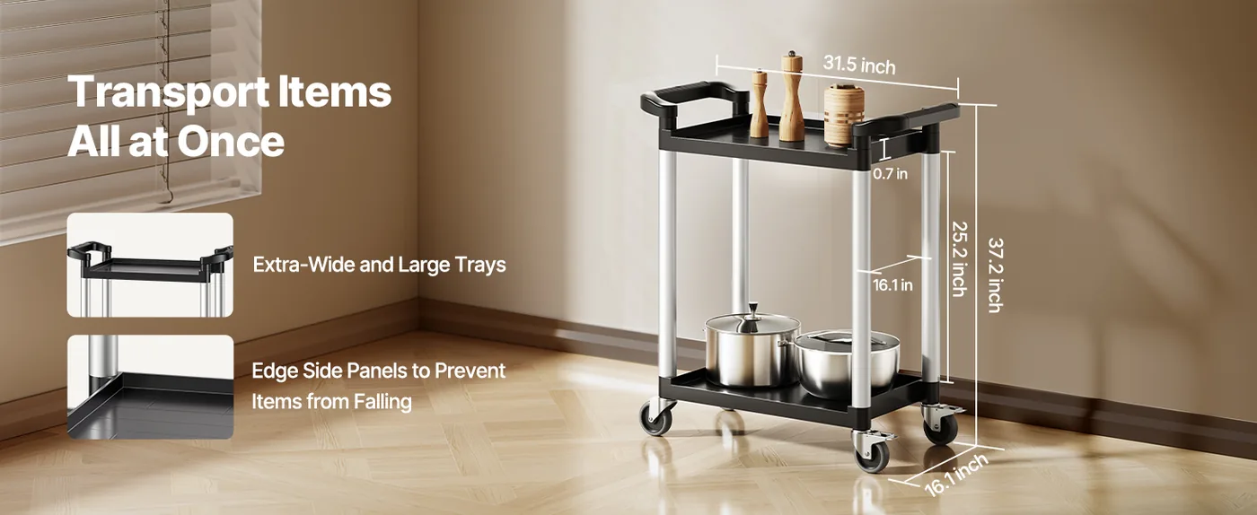 VEVOR Utility Cart 2 Layers Medium Extra-large Capacity