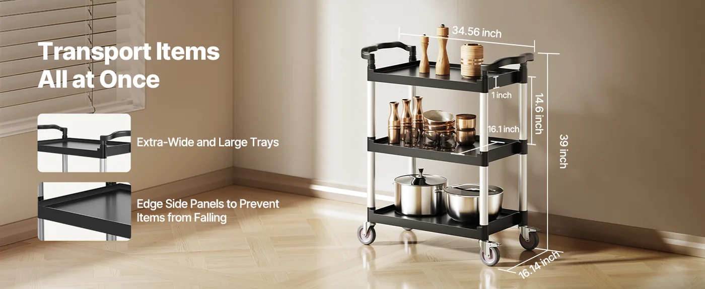VEVOR Utility Cart 3 Layers Medium overview