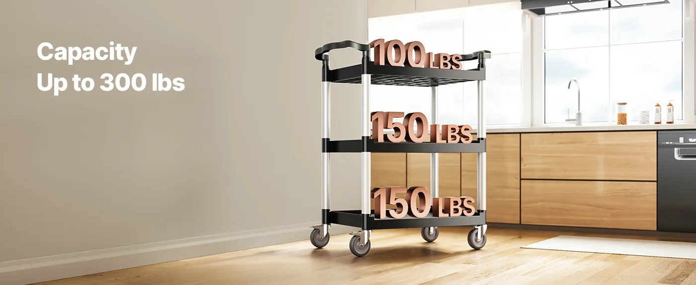 VEVOR Utility Cart 3 Layers Medium Stable Load Capacity
