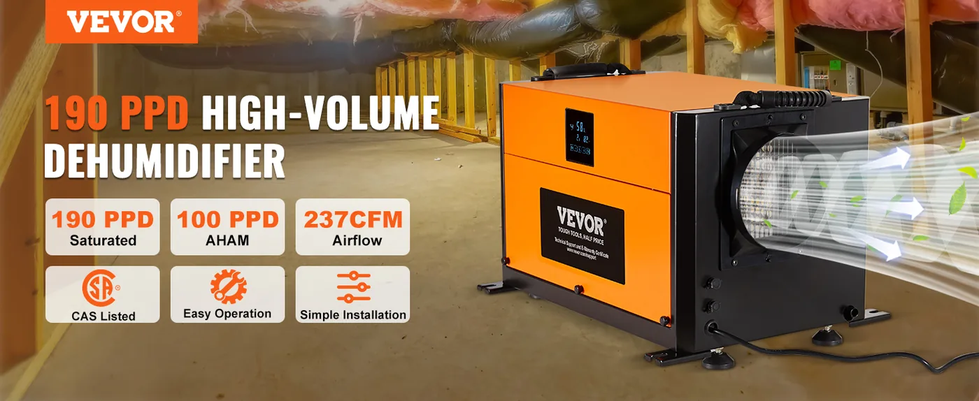 VEVOR 190 Pints Commercial Dehumidifier with Drain Hose for overview