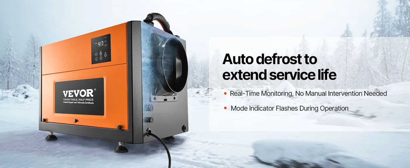 VEVOR 125 Pints Commercial Dehumidifier with Drain Hose Smart Defrost
