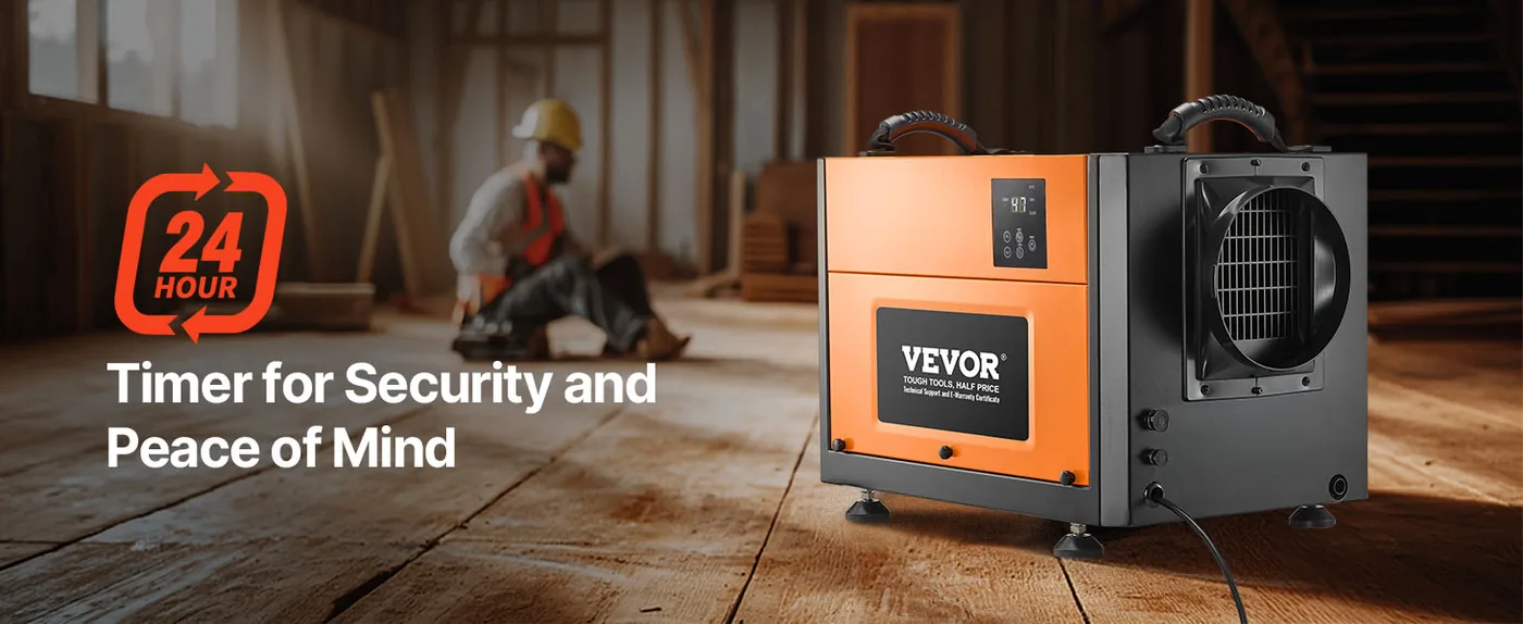 VEVOR 125 Pints Commercial Dehumidifier with Drain Hose 24-Hour Timer