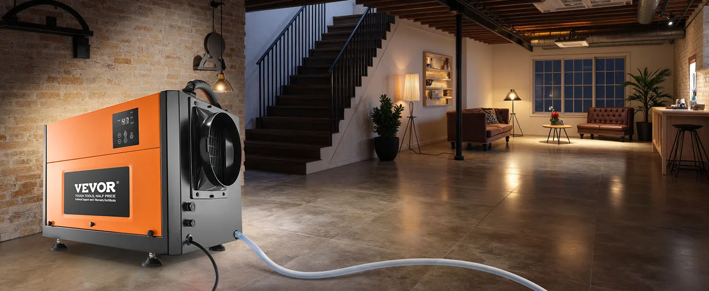 VEVOR 125 Pints Commercial Dehumidifier with Drain Hose Basement