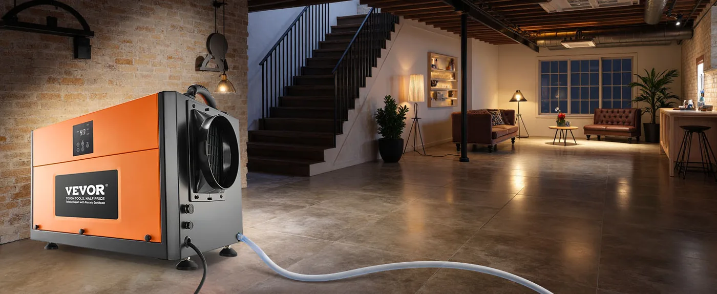 VEVOR 156 Pints Commercial Dehumidifier with Drain Hose Basement