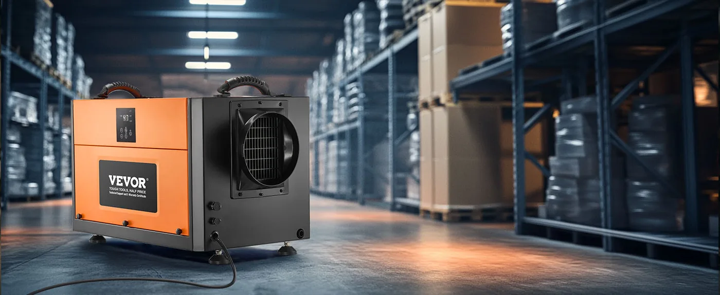 VEVOR 156 Pints Commercial Dehumidifier with Drain Hose Storage Room
