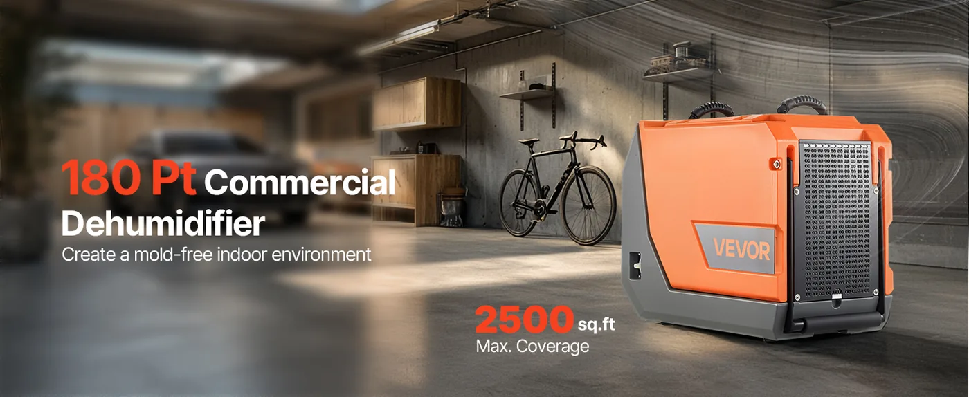 VEVOR 180 Pints Commercial Dehumidifier with Pump/Drain Hose overview