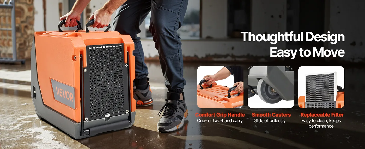 VEVOR 180 Pints Commercial Dehumidifier with Pump/Drain Hose Thoughtful Design