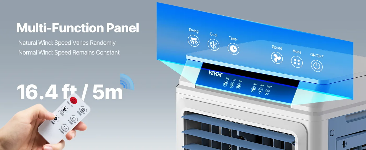 VEVOR Evaporative Air Cooler 30 L Multi-Function Panel