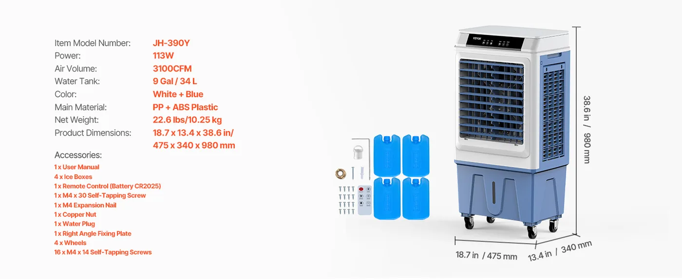 VEVOR Evaporative Air Cooler 30 L feature 1