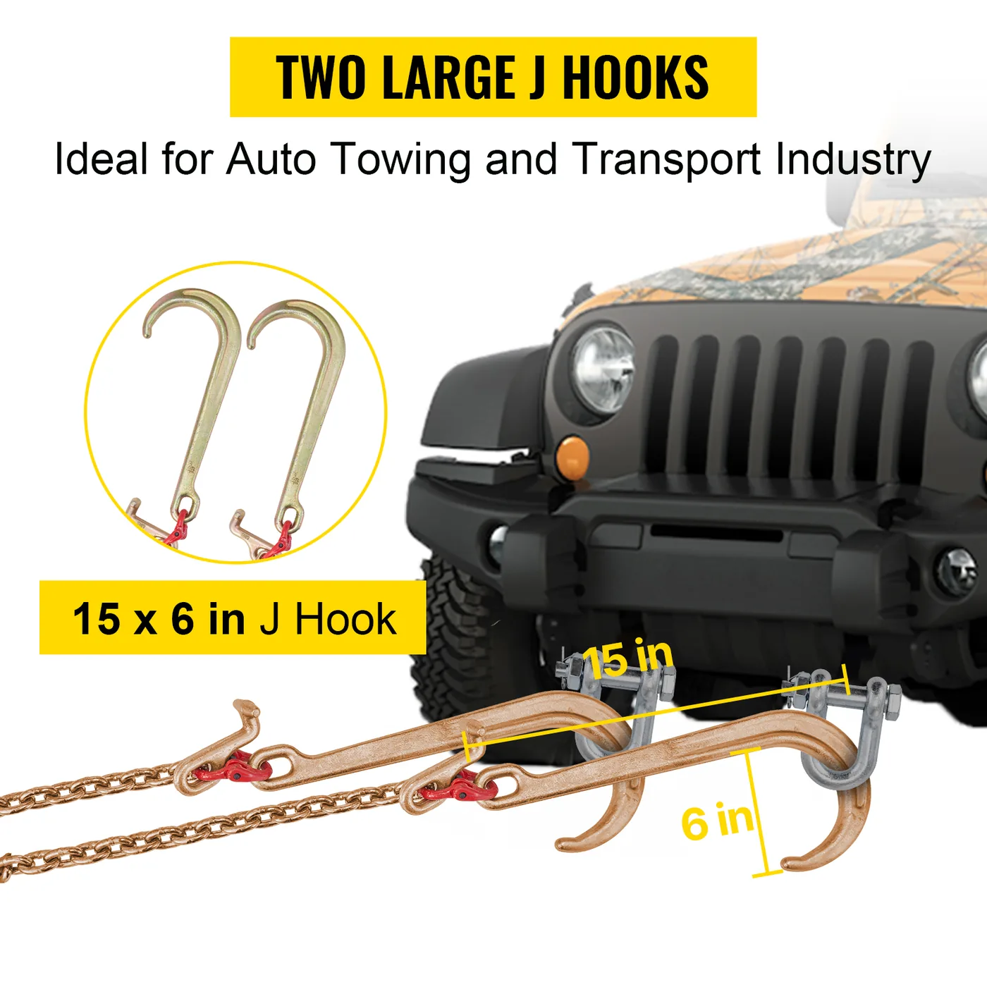 VEVOR G80 V Bridle Chain 1 Pack 2 ft Large J Hook+T Hook+Gra feature 4