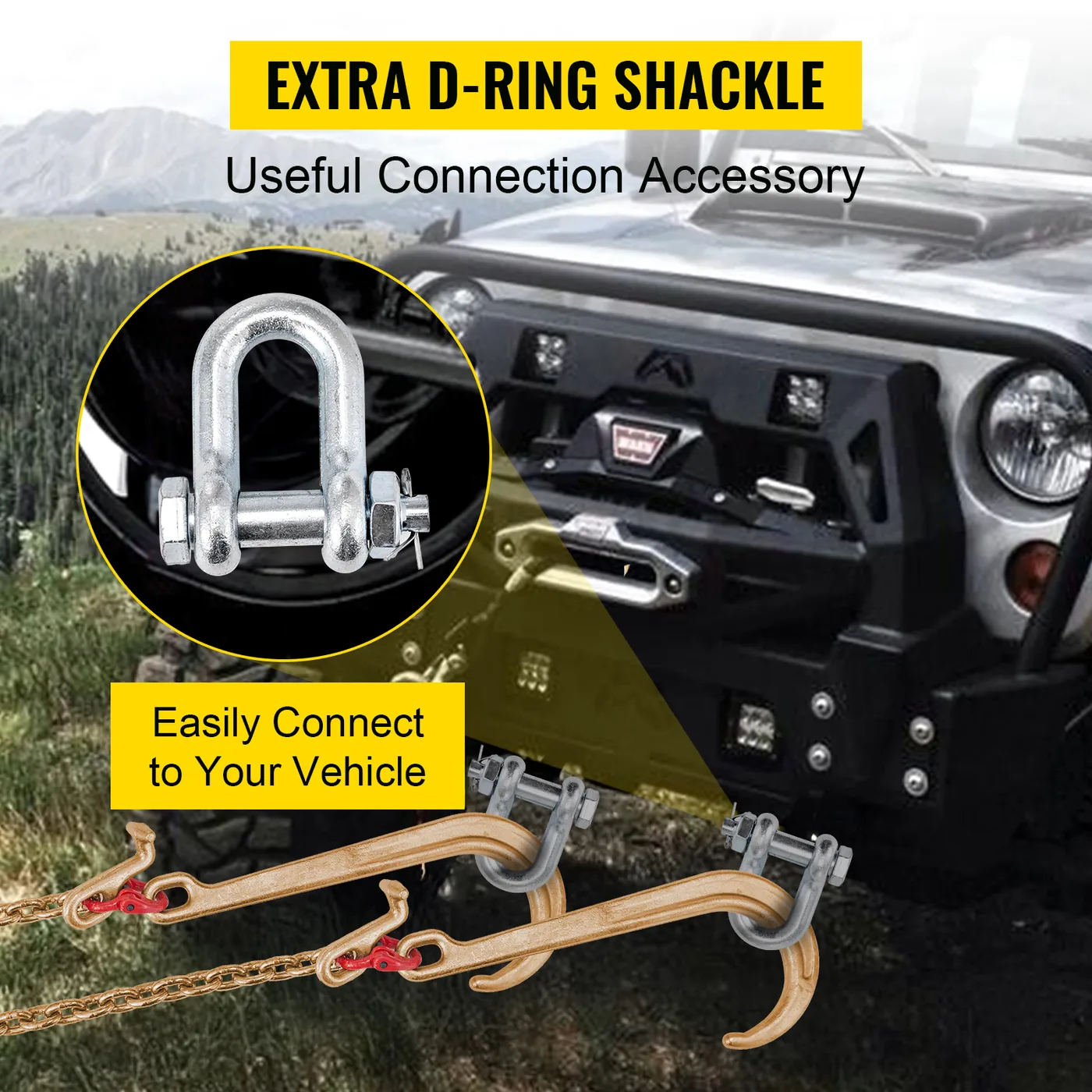 VEVOR G80 V Bridle Chain 1 Pack 2 ft Large J Hook+T Hook+Gra feature 5