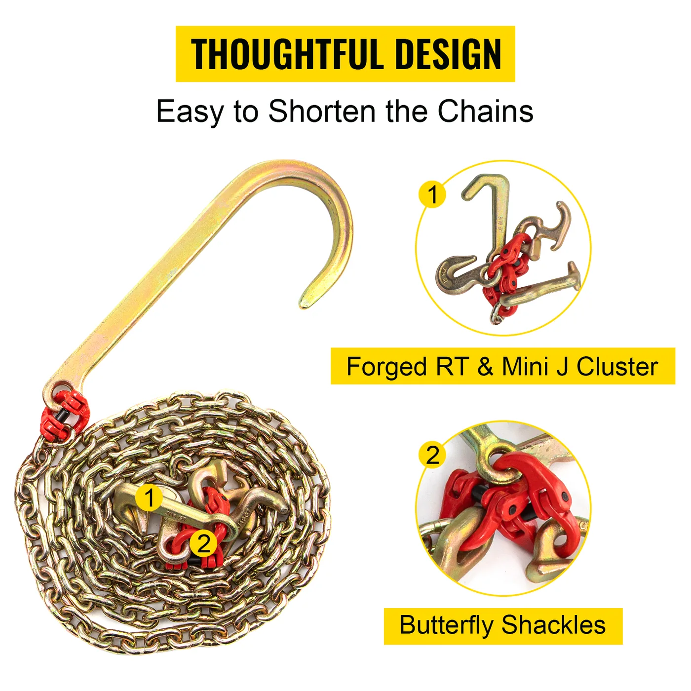 VEVOR J Hook Chain 2 Pack 10 ft Large J Hook+R Hook+T Hook+S feature 3