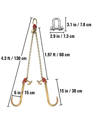 VEVOR G80 V Bridle Chain 1 Pack 2 ft Large J Hook+Large R Ho feature 8