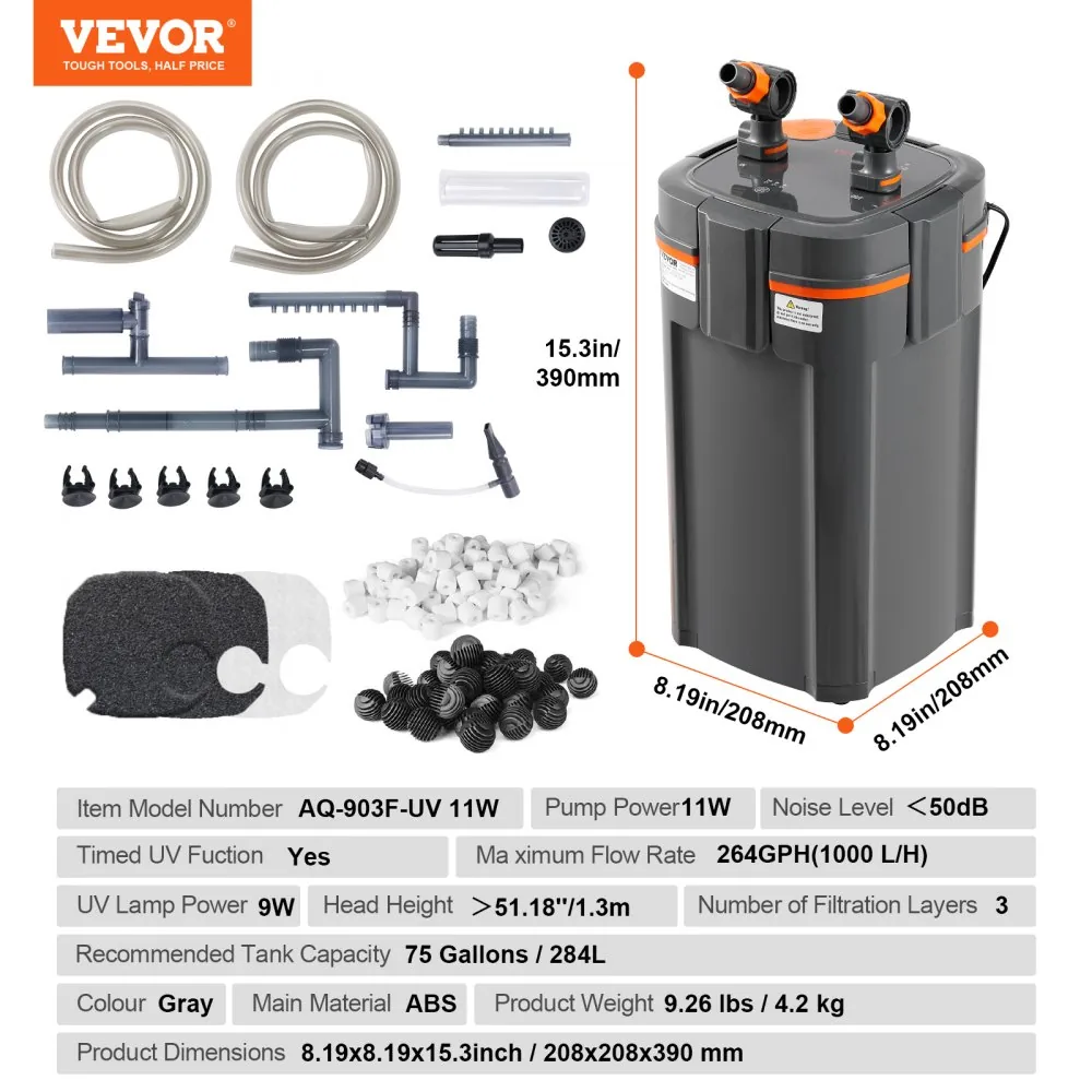 VEVOR Aquarium Filter 264GPH 1000L/h product image 7