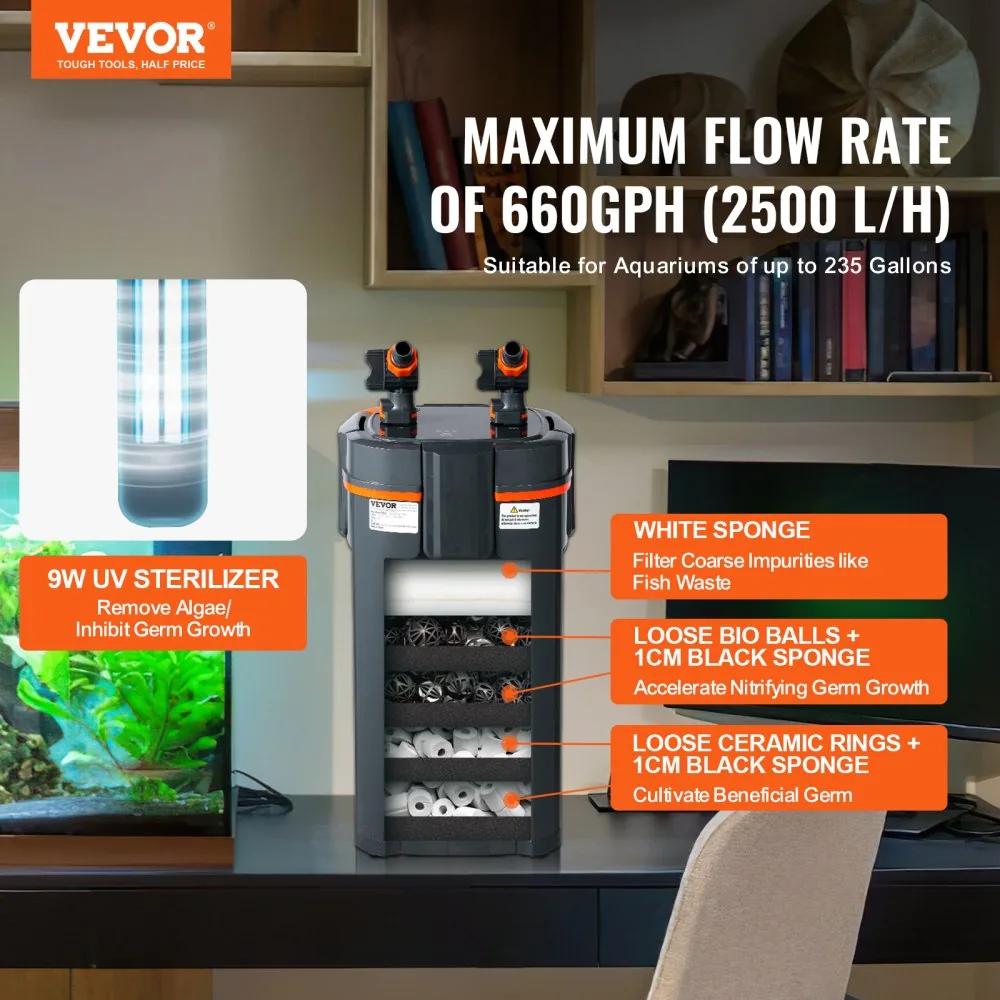 VEVOR Aquarium Filter 660GPH 2600L/h product image 2