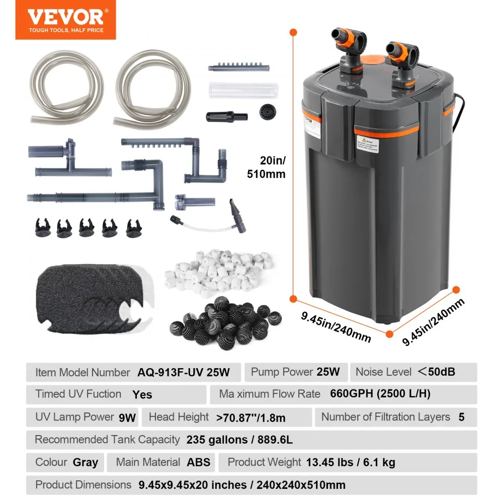 VEVOR Aquarium Filter 660GPH 2600L/h product image 7