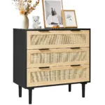 VEVOR 3 drawer rattan dresser front view