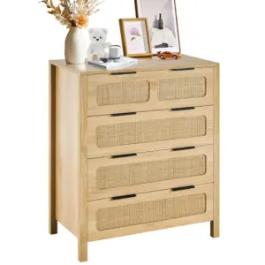 VEVOR 4 drawer rattan dresser front view