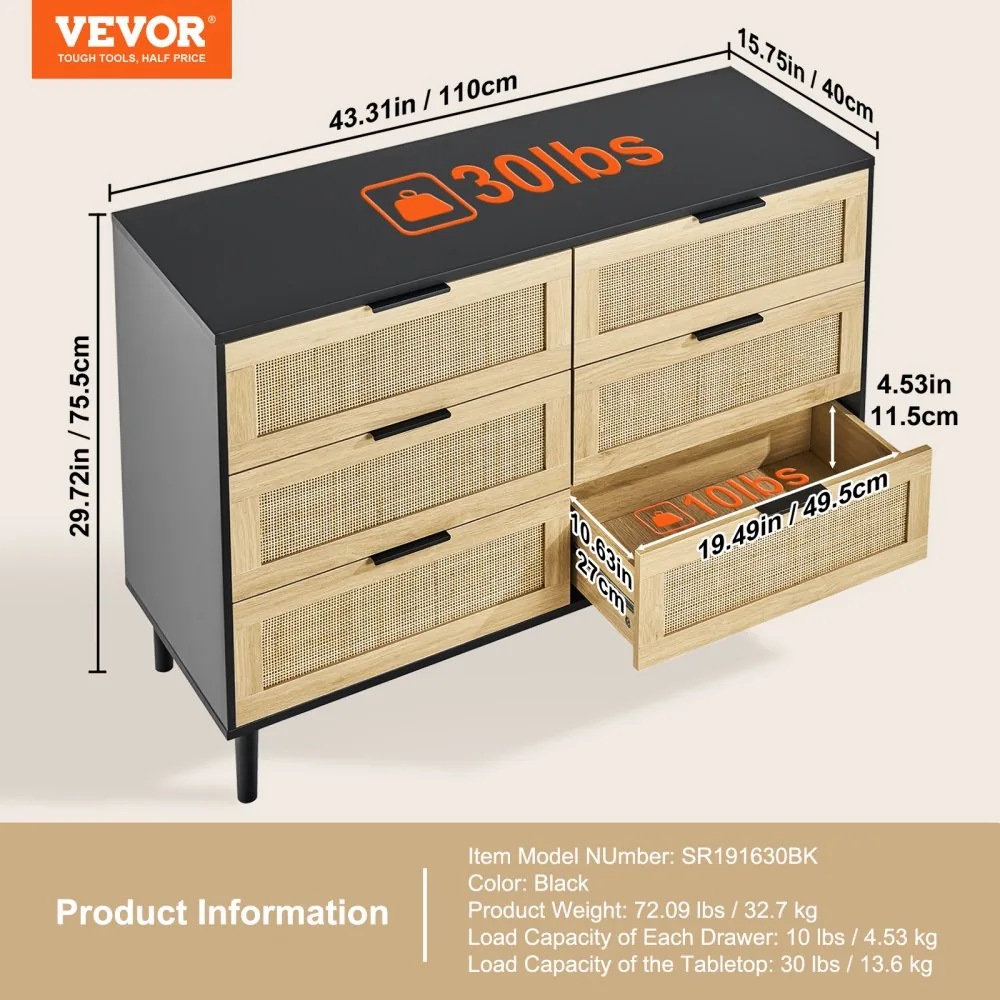 VEVOR rattan dresser styled in bedroom