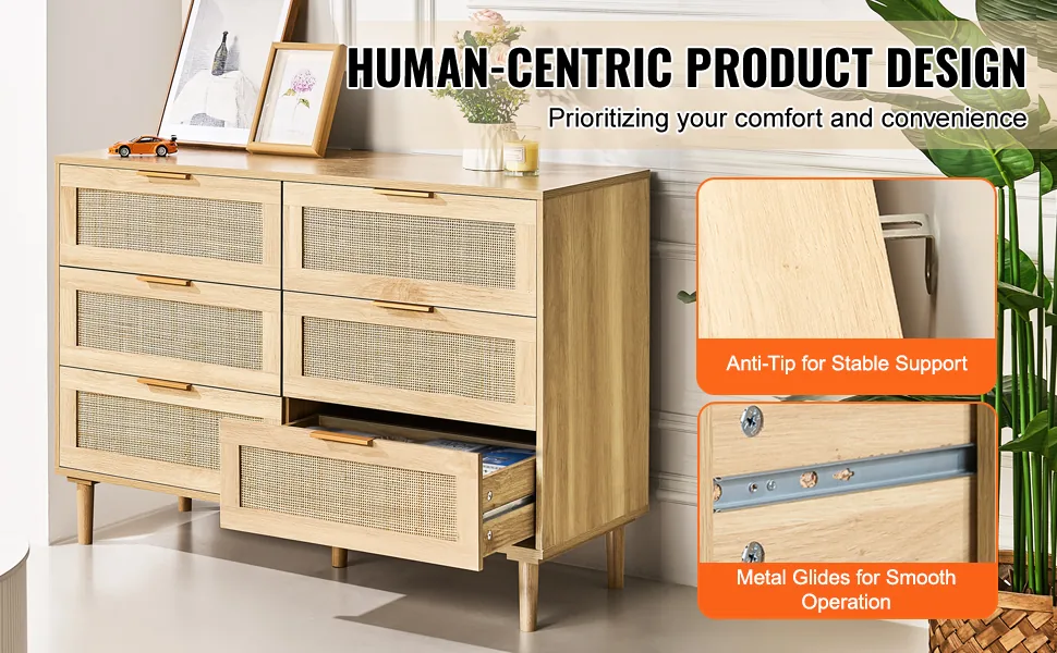 VEVOR rattan dresser natural woven material
