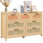 VEVOR 7 drawer rattan dresser front view