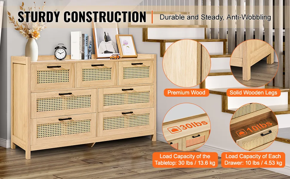 VEVOR rattan dresser natural woven material