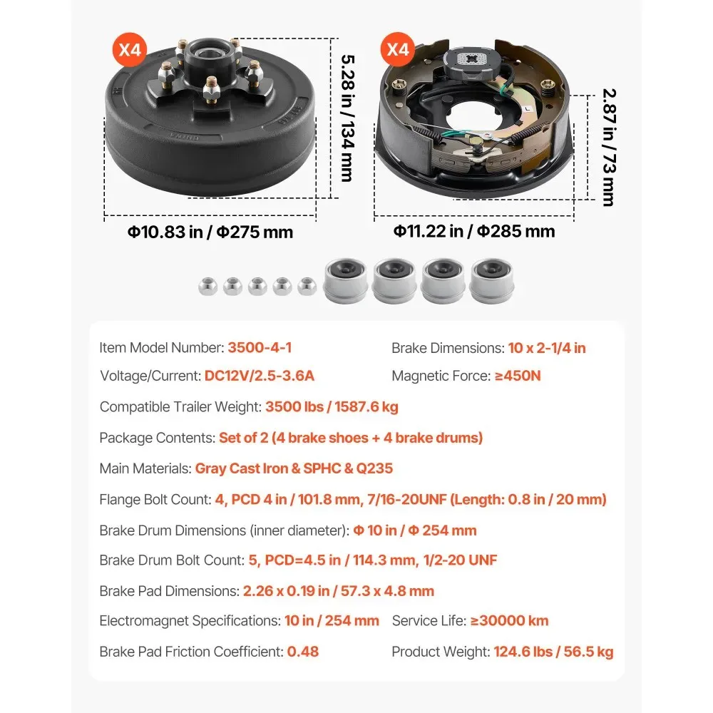VEVOR Electric Trailer Brake Assembly Brake&Drum 3500lbs product image 7