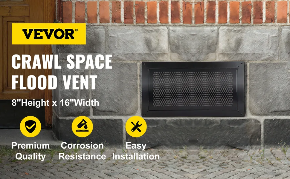 VEVOR Crawl Space Flood Vent Foundation Flood Vent 8"Height overview