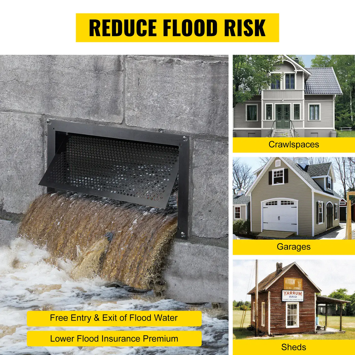 VEVOR Crawl Space Flood Vent Foundation Flood Vent 8"Height feature 2