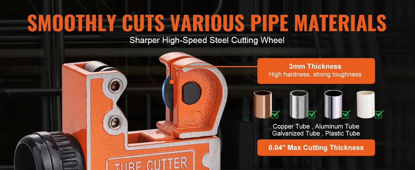 VEVOR Mini Tubing Cutter 1/8 to 1-1/8 in Copper Pipe cutting range detail 1