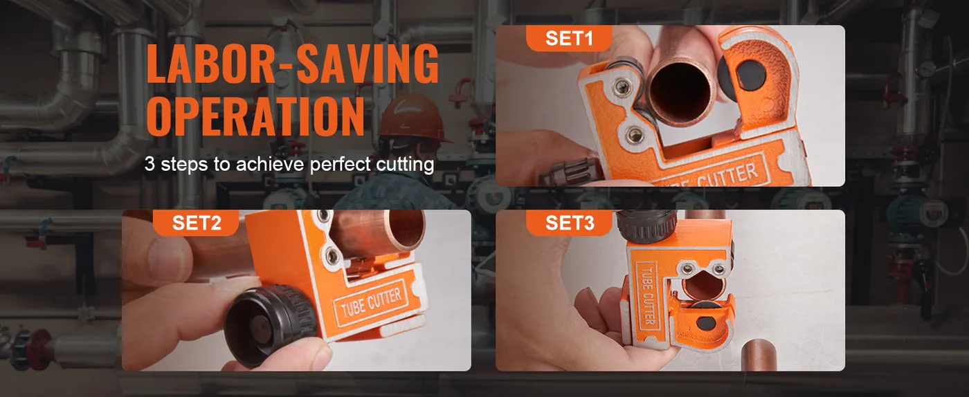 VEVOR Mini Tubing Cutter 1/8 to 1-1/8 in Copper Pipe cutting range detail 4