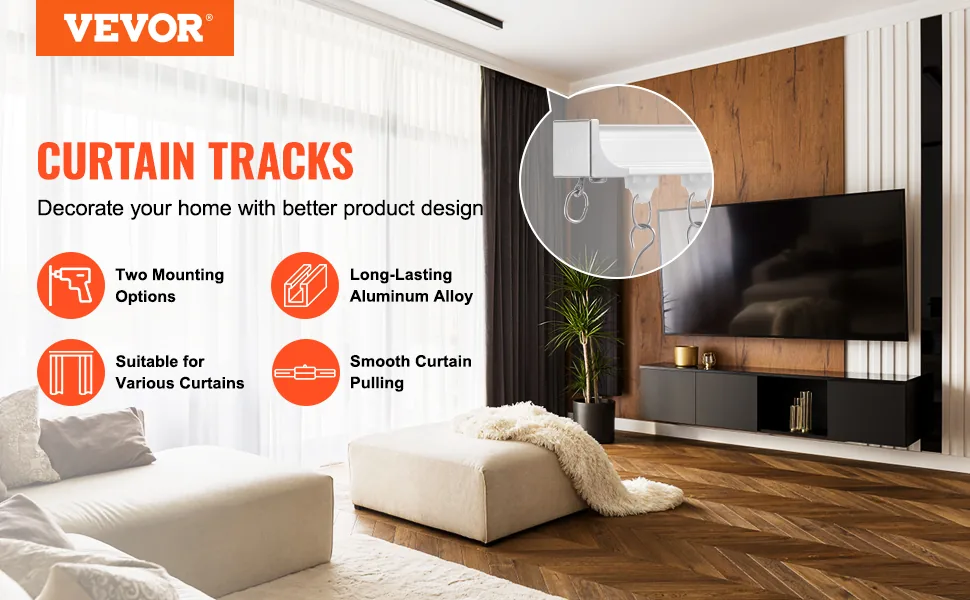 VEVOR Ceiling Curtain Track Set 6-Section Track 5.4 m overview